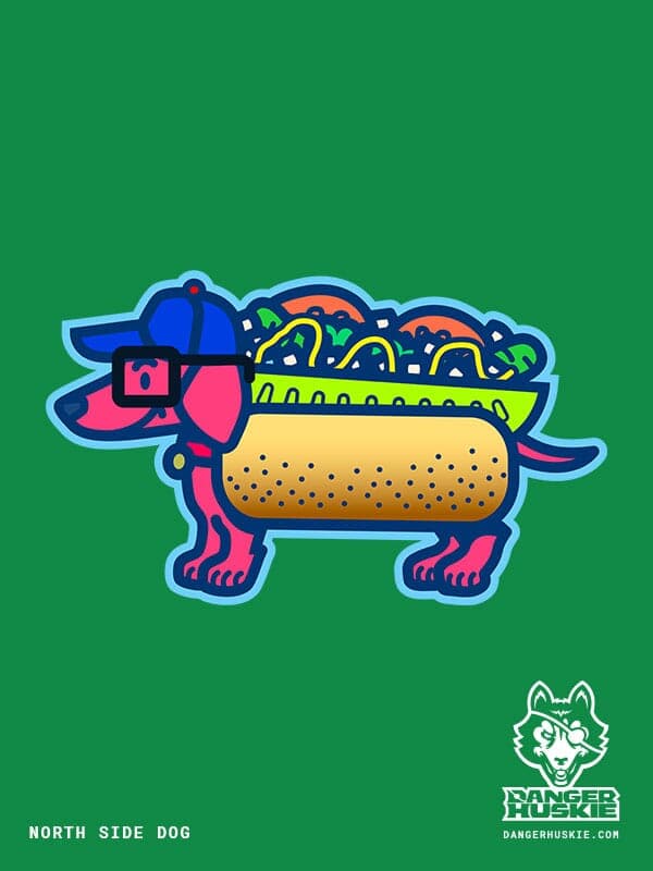 North Side Chicago Dog | DangerHuskie by Nick Volkert A smiling dachshund represents the North Side of Chicago with thick black glasses!